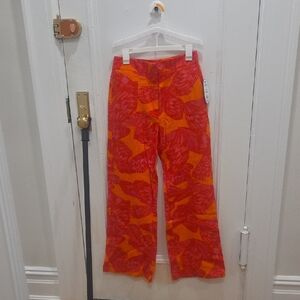 Vibrant Red and Orange Patterned Pants Scoop Size Med